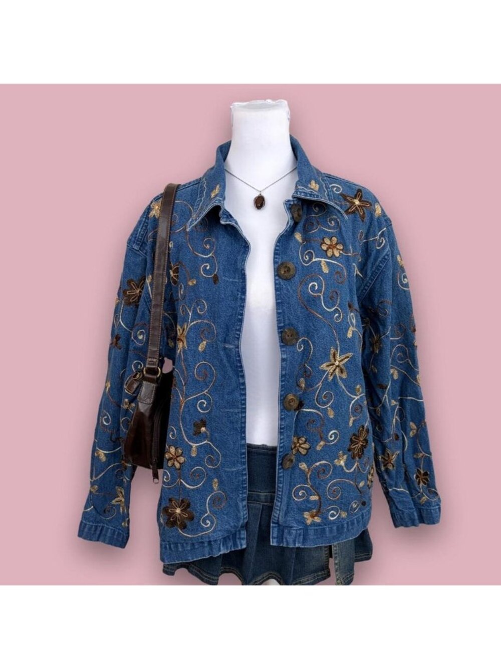 90s floral denim granola girl cottagecore jacket
